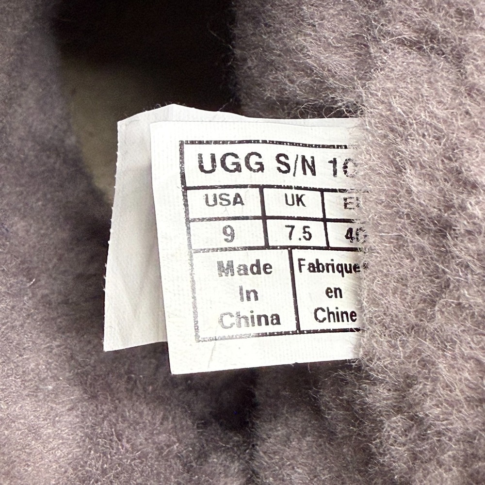 UGG Tania Chevron Stormy Gray Boots Womens 9 Suede Sherpa Fur Mid Calf Cozy - Picture 11 of 12